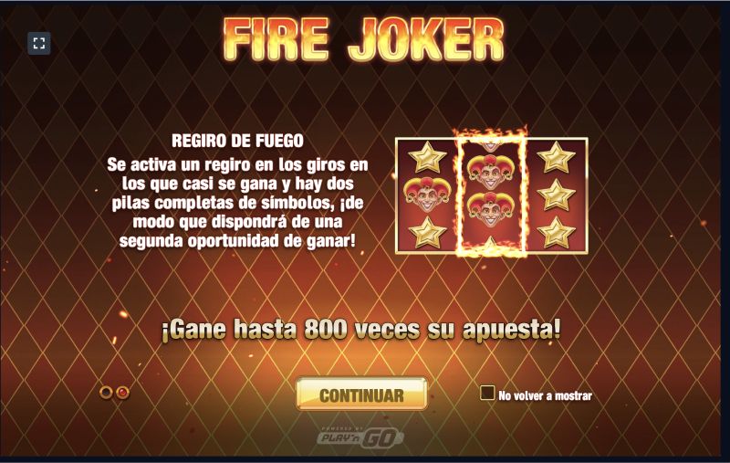 Características principales de la tragaperras Fire Joker