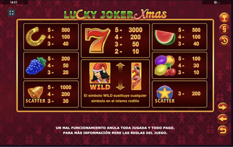 ¿Qué símbolos están presentes en el juego Lucky Joker Xmas?