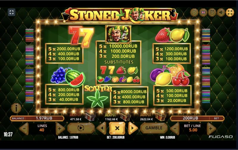 Symbols and Rules of the Stoned Joker Game