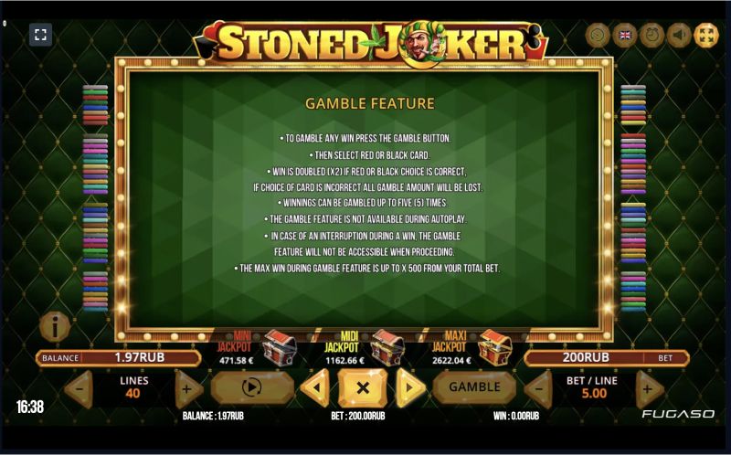 Main features of Stoned Joker slot machine