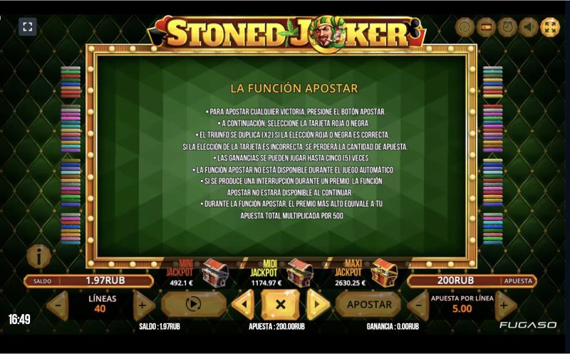 Principales características de la tragaperras Stoned Joker