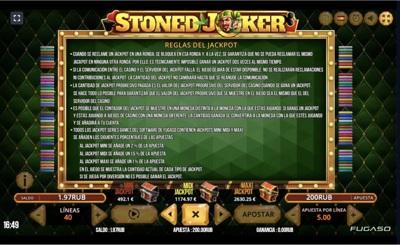 Gana dinero real jugando al Stoned Joker