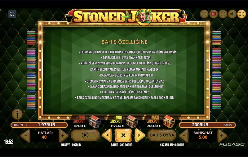 Stoned Joker slot makinesinin ana özellikleri